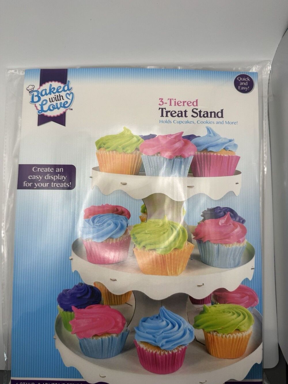 Baked With Love 3-TIERED TREAT STAND Cupcakes Cookies Decorating ** NEW **